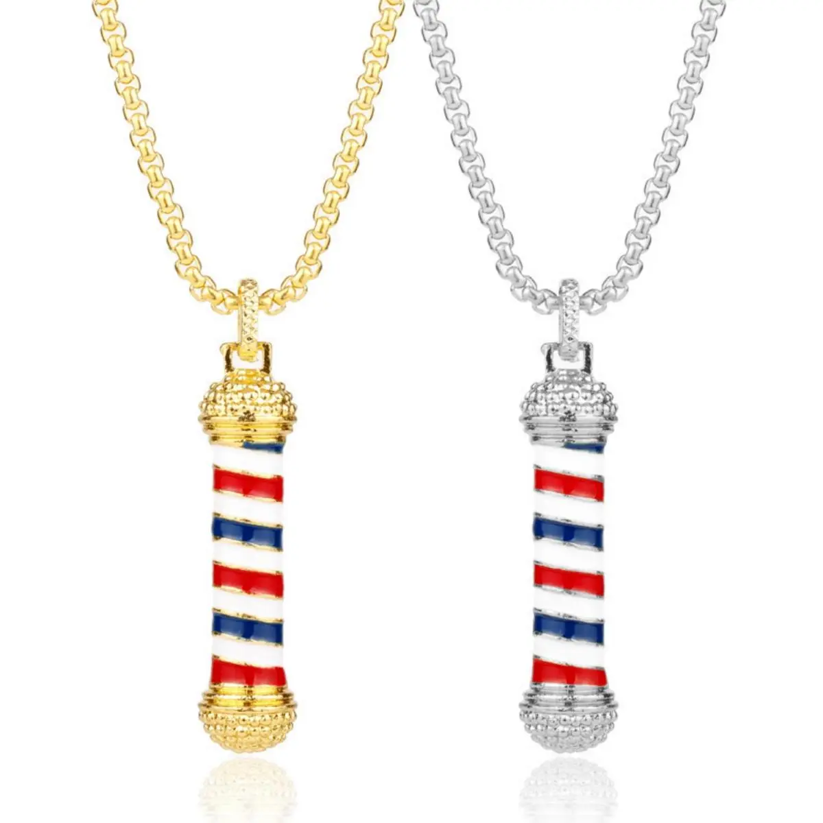 GGIRL Hairdressers Hair Stylist Necklace For Women Men Personlized Barber Pole Pendant Design of Neon Lights Charm Long Chain-Youth Gift Ideal Fathers‘day&Birthday Gifts