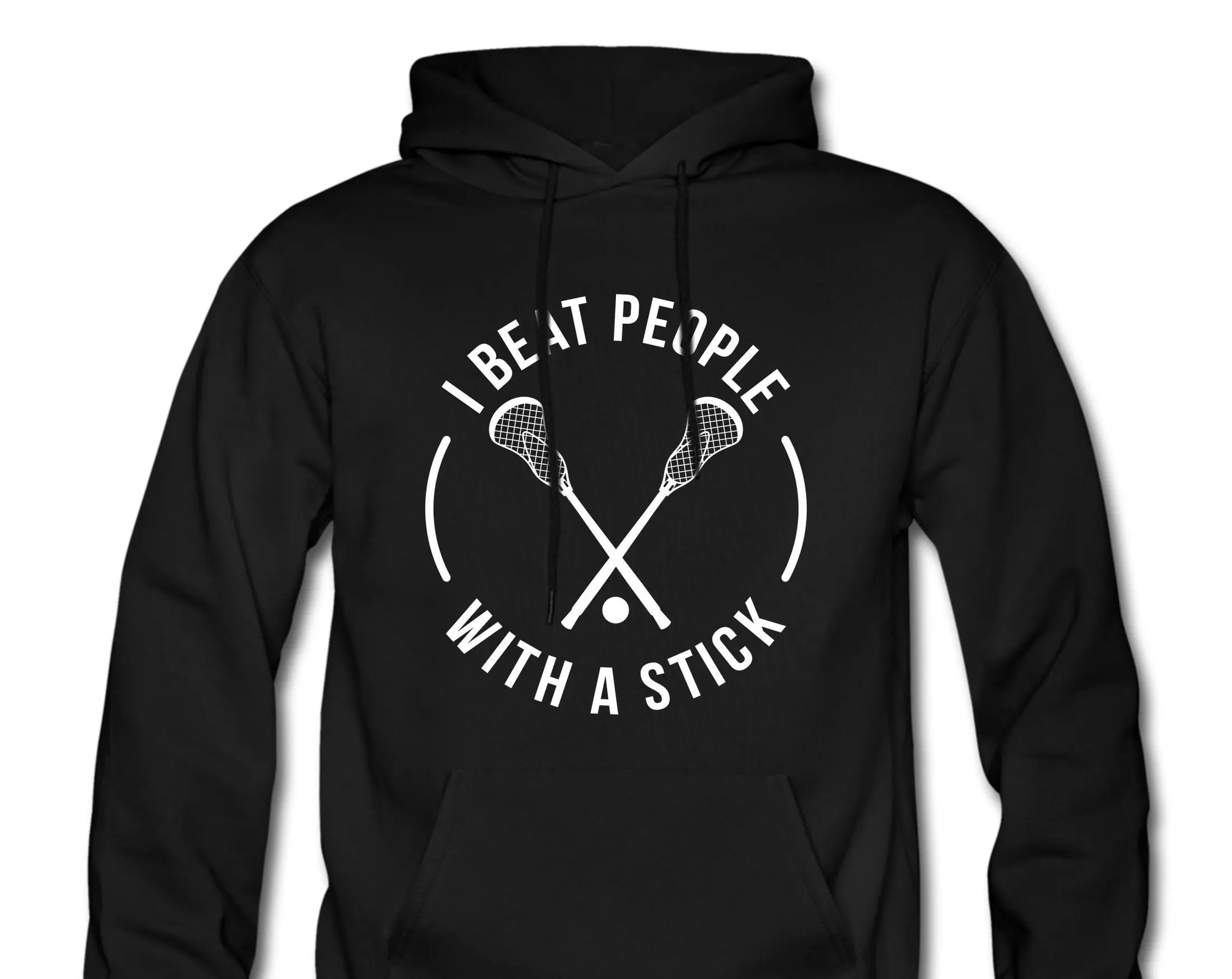 "I Beat People With A Stick" Lacrosse Heavyweight Oversized Hoodie Funny Sports Graphic Pullover TikTok Viral Player Gift