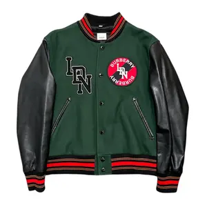 Burberry Graphic Logo Varsity Jacket Green