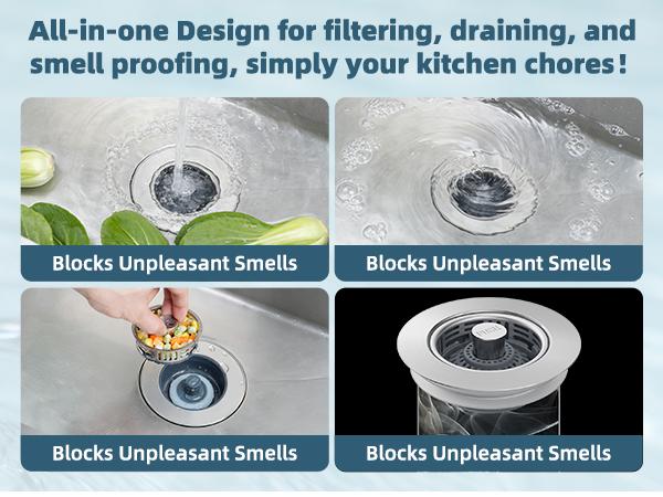 Hibbent Upgraded 3 in 1 Kitchen Sink Drain Strainer, Stainless Steel Pop Up Sink Stopper, Larger Anti-Clogging Basket, 3-Layer Seal, Detachable Drain Plug for US Standard 3-1/2" Drain, Matte Black,summervibes,campingessentials,campinggear,home essentials