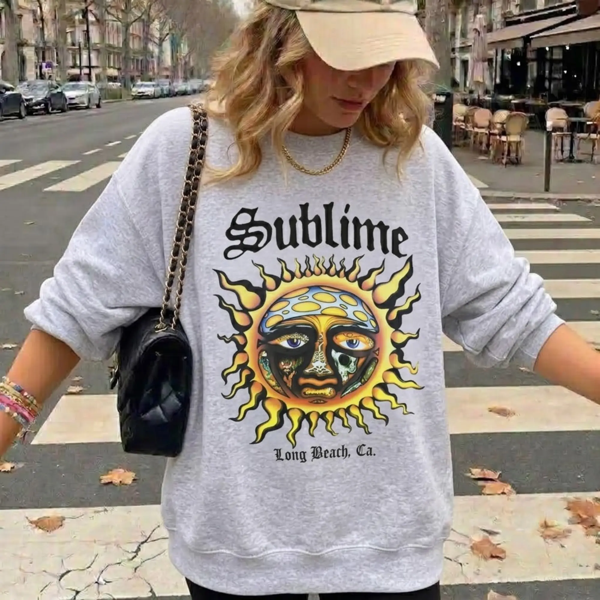 Vintage Sublime Sun Sweatshirt, 90s Long Beach California Graphic Crewneck, Retro Band Aesthetic Pullover, West Coast Style