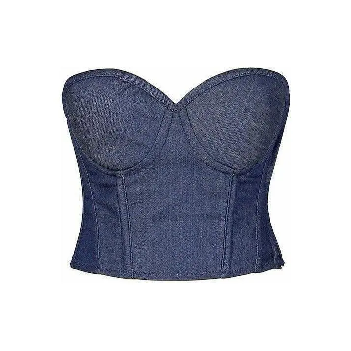 Lavish Blue Denim Underwire Bustier