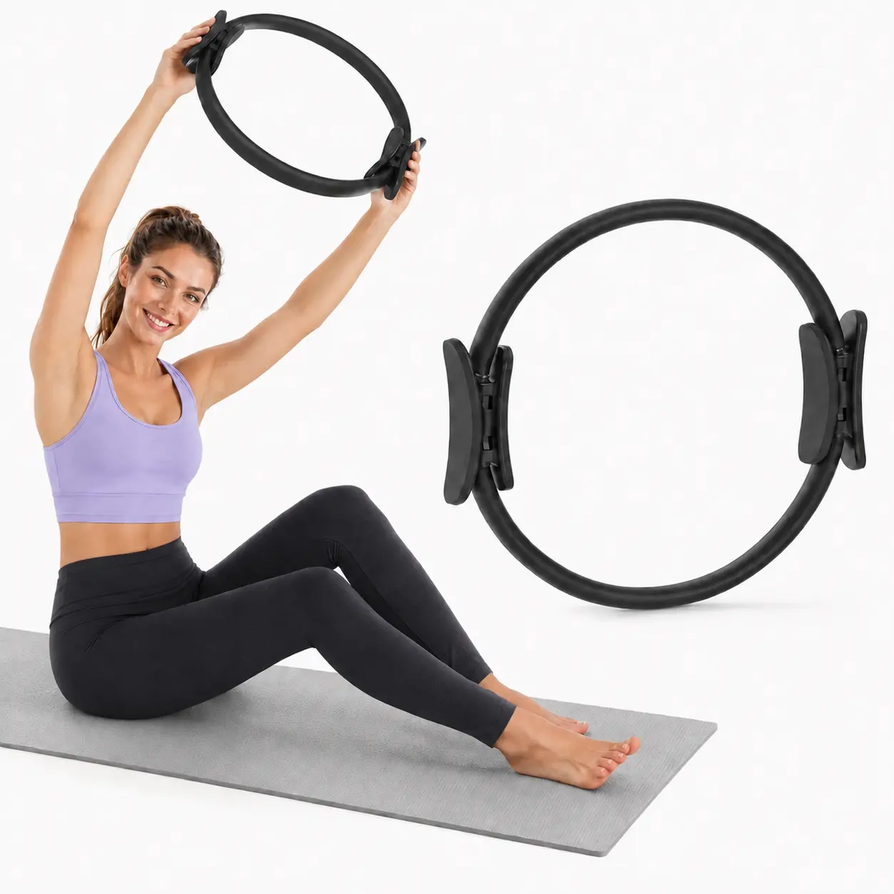 Pilates Ring with Soft Padded Handles, Lightweight Fitness Ring for Women & Beginners, Home Workouts for Inner Thighs, Arms & Core