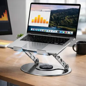360° Rotating Laptop & Tablet Stand – Adjustable Foldable Carbon Steel Desk Stand, Portable Multi-Angle Holder for Laptop, iPad, Tablet & Phone (4.7-12.9”), Anti-Slip Desktop Stand for Office, Gaming, Study, Home Desk Setup, Laptop Accessories