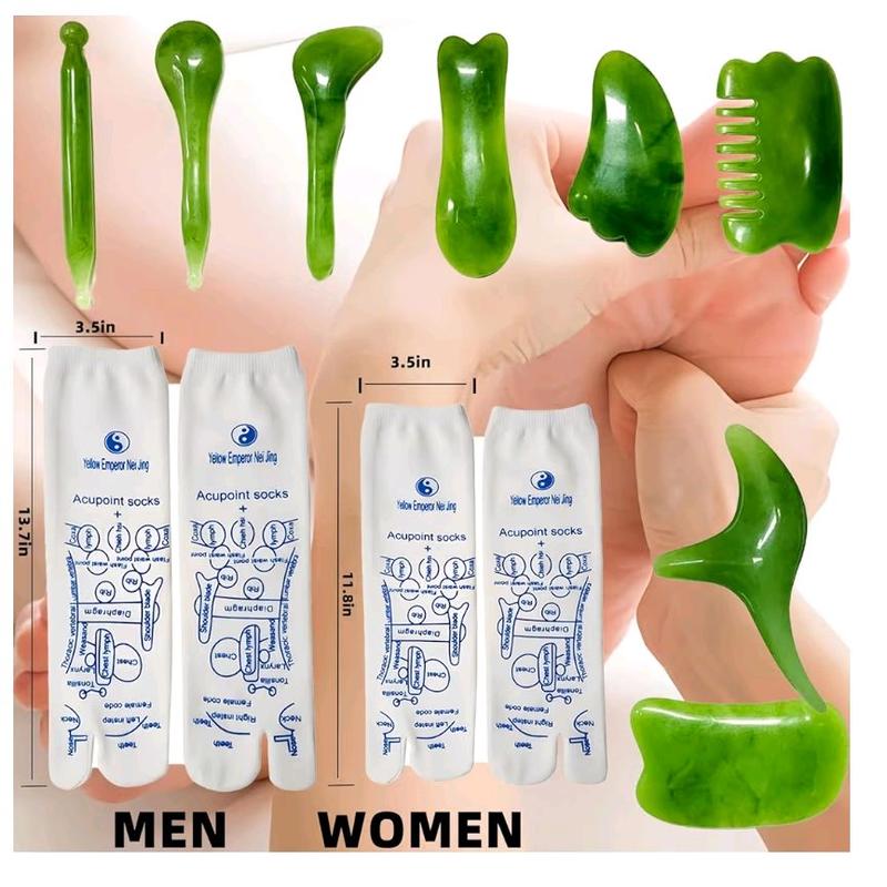 10pc Reflexology Socks with Tools Set, Acupressure Pressure Point Socks, Foot Relief and Acupuncture with Trigger Point Massage Reflexology Chart Socks and Tool for Men and Women