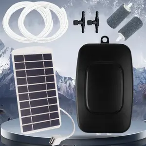 Portable USB Oxygen Pump & Solar Panel Kit, Mini Fish Tank Aerator for Outdoor Fishing, Rechargeable Battery Powered Air Pump, Aquarium Air Pump