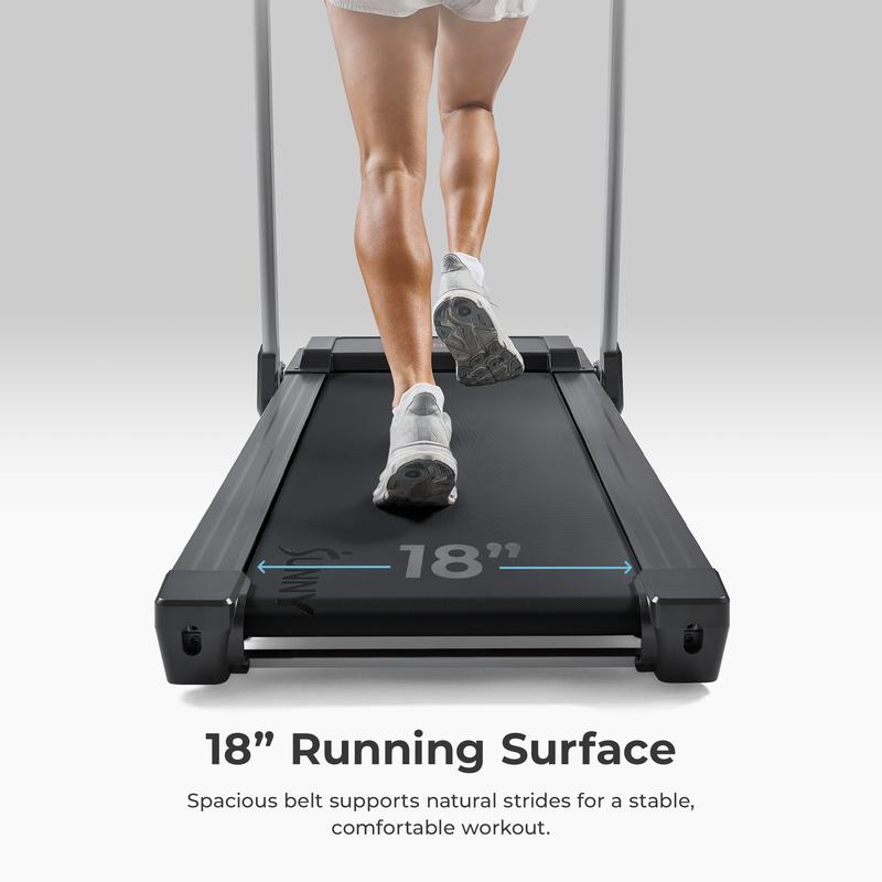 Sunny Health & Fitness Pace 500 Smart Auto Incline Treadmill with 18" Wide Running Surface 300 LBS Capacity 12 Incline Levels & Up to 10 MPH Speed