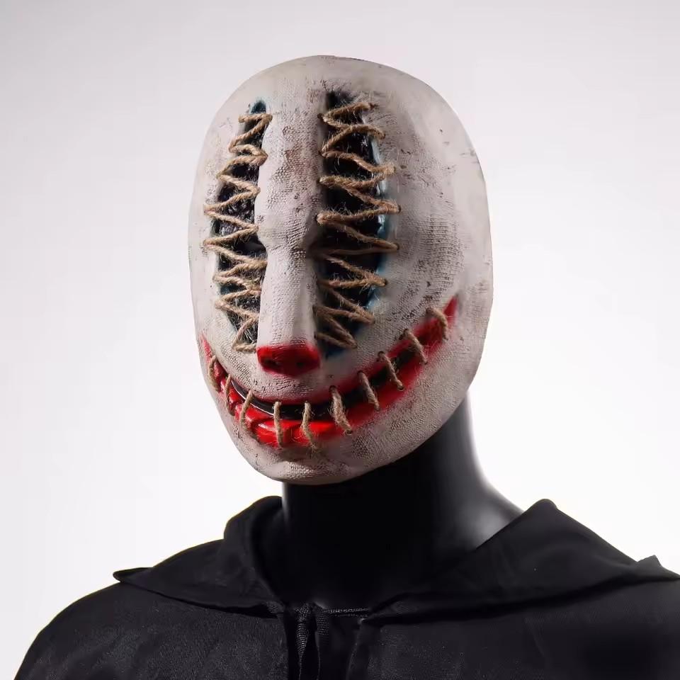 Halloween Joker Mask Cosplay Scary Killer Clown Half Face Latex Helmet Party Costume Props movie