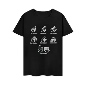 Finger_Gesture_Print_Casual_Fashion_Top  T-shirt Short Sleeve Tees Casual Crewneck Pullover Tops Cute Graphic Cotton Tops Men's Round Neck Tee