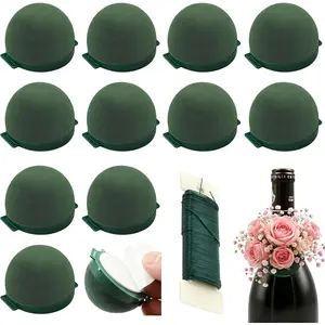 12 Pack Floral Foam Round, Green Mini Flower Holder Supplies Florist Form Blocks for Wine Bottle Decor, Wedding Birthday Centerpiece Decorations, Mother's Day Gifts