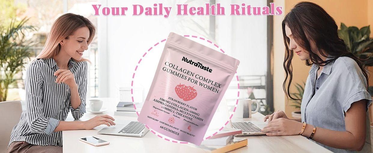 Collagen Gummies for Women | Biotin, Vitamins, Probiotics & Ashwagandha | Skin, Hair & Nails Supplement | Sugar Free, Non-GMO, Gluten Free | Strawberry Flavor - 30 servings