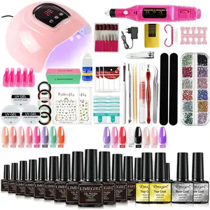 Gel Nail Kit 16pcs with 18LED Nail Lamp Complete Manicure Tool Set Multiple Colors Suitable for Professionals and Beginners Home Nail Salon Set Cutics