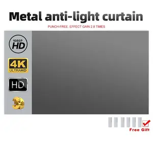 4K High-definition 16:9 Anti Light movie projection Screen Portable Home Projector, Simple Projector, Metal Material Foldable Viewing Device anti-crease portable projector movie