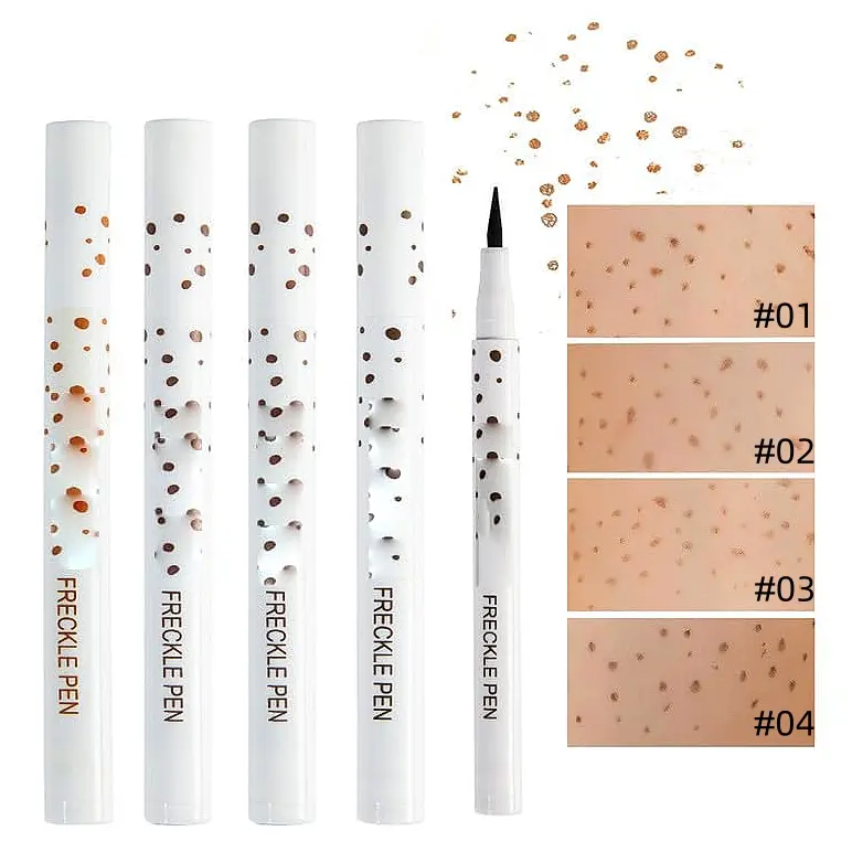 HANDAIYAN 2Pcs Freckle Pen 4-Colors  Professional Lifelike Face Concealer Point Out Natural Waterproof Longlasting Soft Artificial Freckles Fine Makeup Freckle Pen Life Face Decoration Foundation Flawless Cosmetic