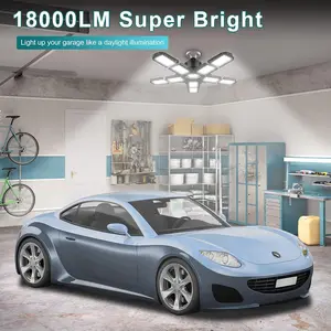 Led Garage Light,Garage Lights Ceiling LED with E26/E27 Medium Base, 6000K Deformable LED Shop Lights with 10+1 Adjustable Panels for Garage, Workshop, Attic, Basemen solar  powered  light Fixtures Modern Design