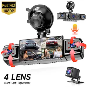 4-Channel Dash Cam DVR Loop – 1080P Full HD Front + 720P Rear/Left/Right, Requires Charging, Super Night Vision, G-Sensor, Free 64GB Memory Card, Car Dashboard Camera,  Hd Automotive Dashcam
