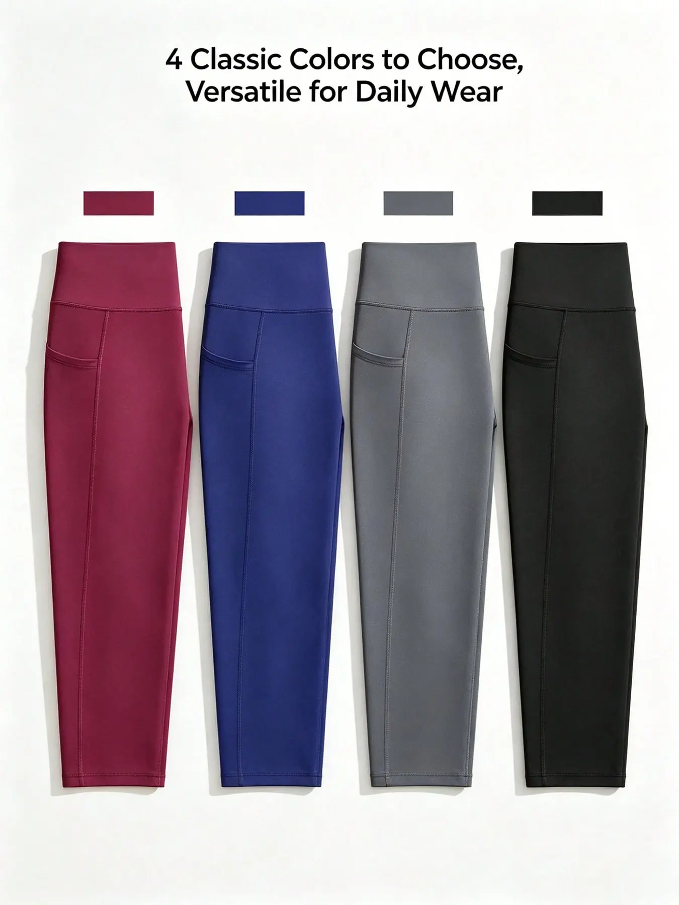 4-Pack of Plus-Size Women’s Capri Pants, elastic waistband, high stretch, comfortable, breathable and soft, women’s summer sports leggings.
