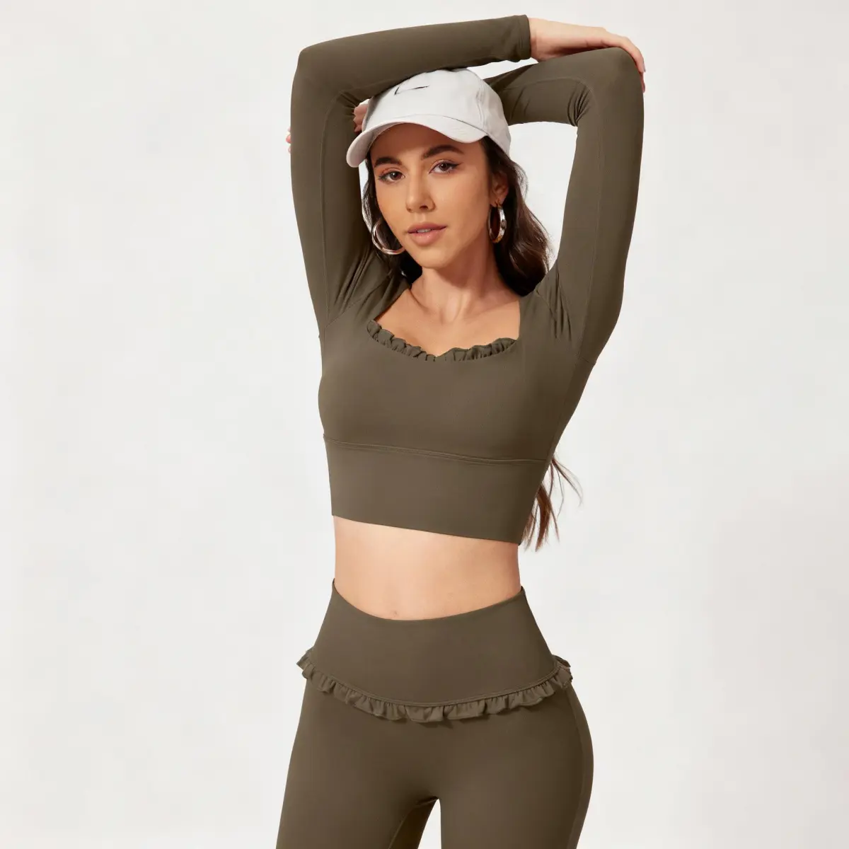 Women’s Square Neck Long-Sleeve Workout Top Built-in Bra workout tops , Moisture-Wicking for Yoga, Running & Athletic Activities Gym Performance Top High Stretch Sporty Activewear Tee