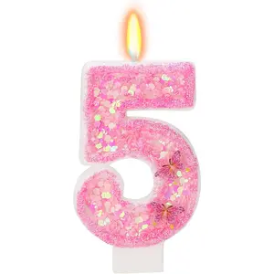 Birthday Candles - Number 5 Candle, Butterfly Birthday Candles for Cake, Birthday Party Decorations, Theme Party Supplies, Wedding Cake Topper, Anniversary Party Decor