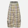 Aelfric Eden Star Waist Plaid Baggy Barrel Pants High Waist Balloon Barrel Silhouette Star Print Waistband Fresh Plaid Fabric Adjustable Ankle Drawstring Retro Streetwear Unisex Bottoms