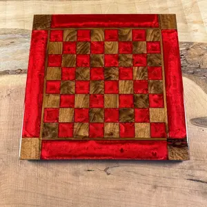 Red Lava Black Walnut Chess Board (INCLUDES PIECES)
