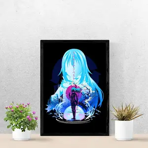 Rimuru Minimal Neon Poster, Slime Anime Aesthetic Wall Art, Isekai Character Print, Modern Otaku Room Decor, Gift For Fans