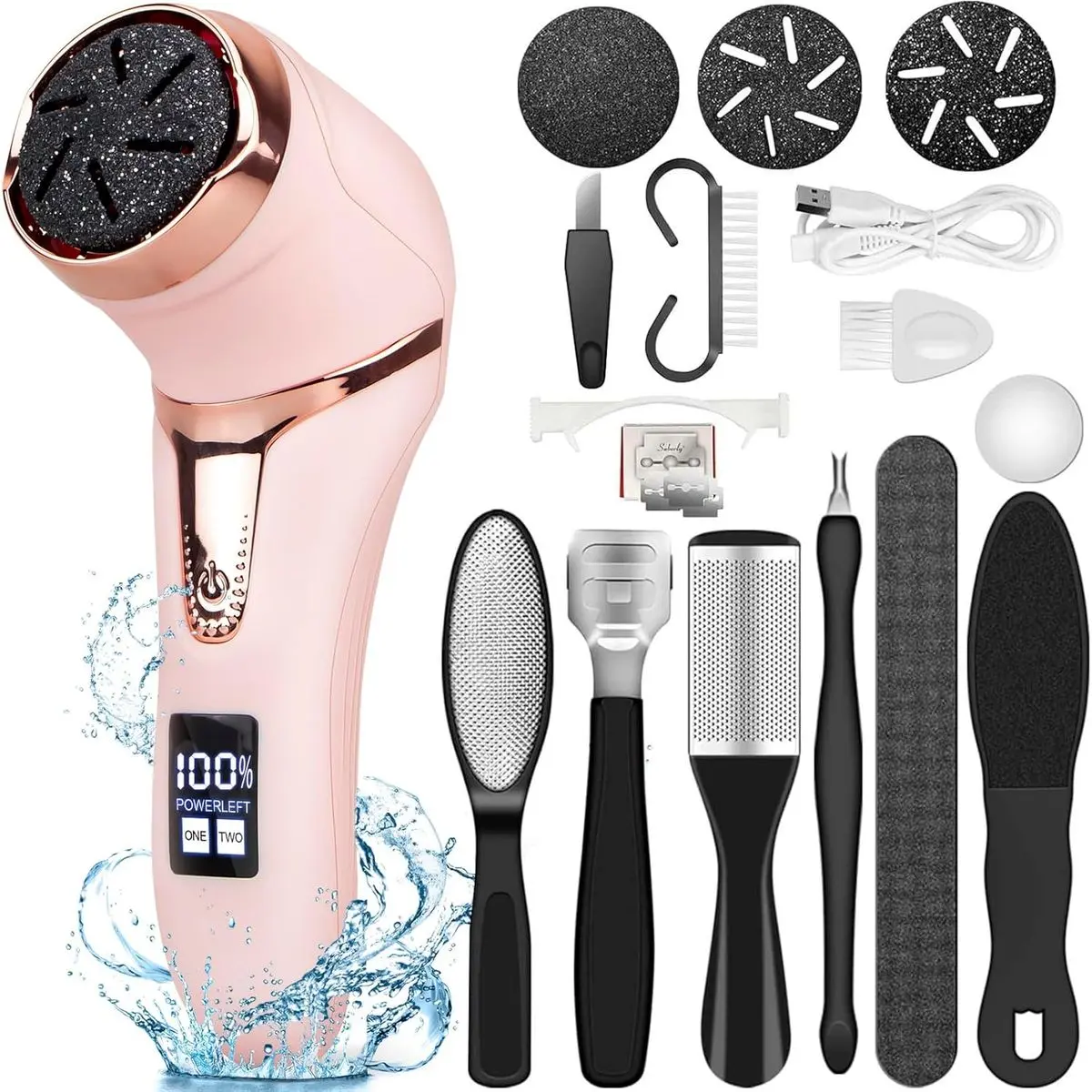 Pink Electric Callus Remover +10in1+9 heads