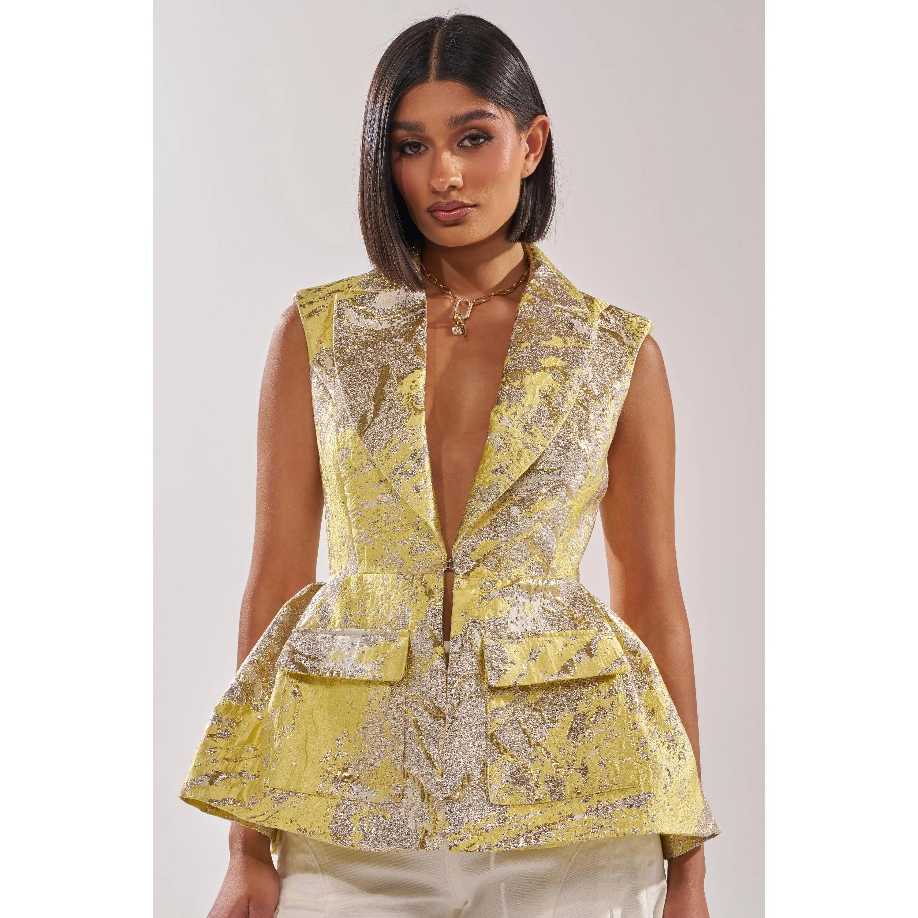 NAOMI BLAZER VEST IN BROCADE