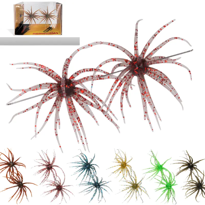 2-Piece Value Pack 6cm TPR Rubber Floating Sea Urchin Soft Bait, Reflective Stars, Realistic Fuzzy Dice, Aggressive Strike Design Fishing Lure for Bass, 6 Vibrant Colors Available Saltwater & Freshwater Swimbait