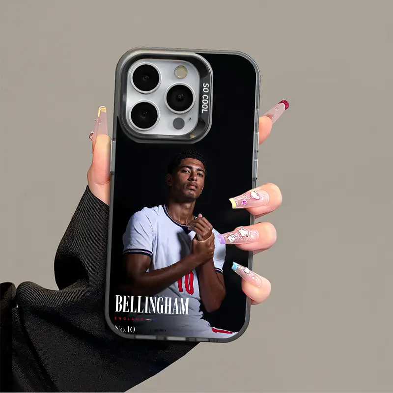 Bellingham iPhone 17 Promax Phone Case Anti Drop Case Suitable For IPhone 16 15 14 13 12 11 Xs Plus Samsung S25 S24 S23 S22 Ultra FE Acrylic Protective Shockproof Rugged Case Football, Gifts for fans