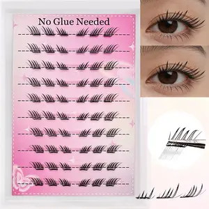 60 Clusters Self-Adhesive False Eyelashes for Natural Cat Eye Look, Glue-Free Design Ideal for Beginners, Perfect Lengthening Effect, False Eyelash Set