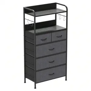 Dresser For Bedroom With 5 Drawers, Dressers & Chests Of Drawers For Hallway, Entryway, Storage Organizer Unit With Fabric, Sturdy Metal Frame, Wood Tabletop, Easy Pull Handle