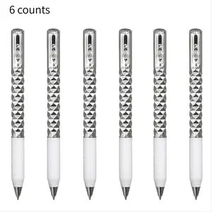 6 Pack Geometric Stress Relief Pens, Quick-Dry Medium Tip Gel Pens, Creative Stationery, Christmas Gift Idea, Metal Wrinkle Pen