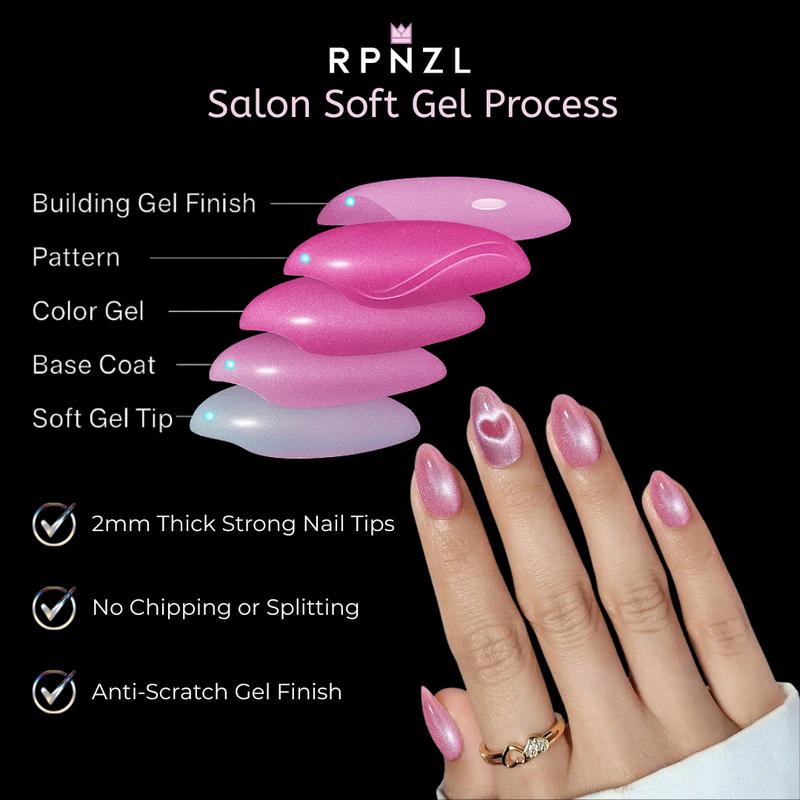 RPNZL Press On Nail Kits - UV Finish Nails, 3 Weeks of Wear | 32 Nails, 16 Sizes Kit with Glue and Adhesive Tabs I Female Founded