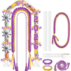 13 count Graduation Leis 2026 Graduation Candy Lei Kit Class of 2026 Ribbon Double Lei Necklace Party Accessories