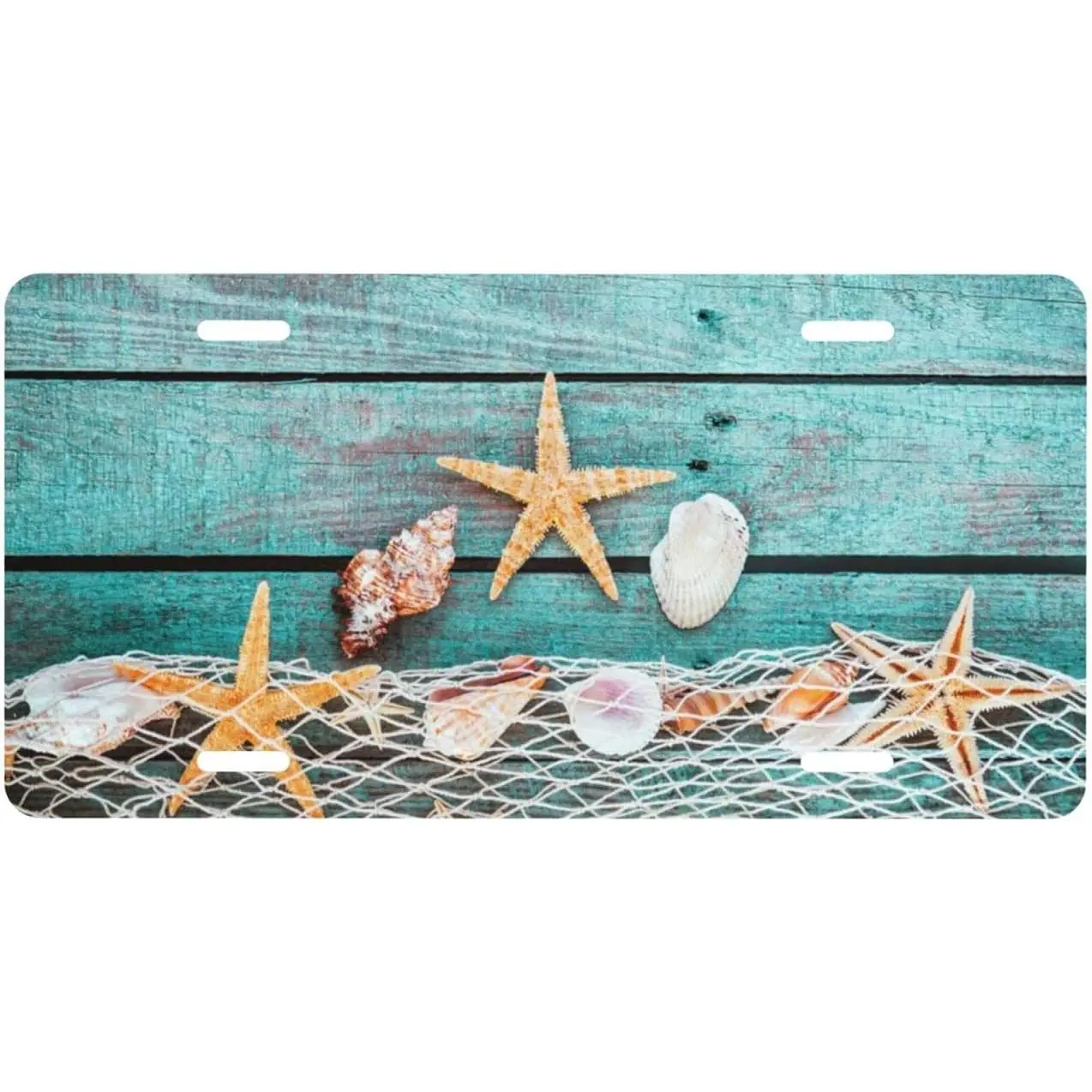 Sea Stars And Shells On Wooden