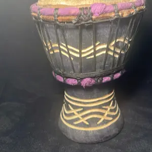 Djembe Drum Mini Authentic African Drum for Beginners and Professionals with Vibrant Purple Accents