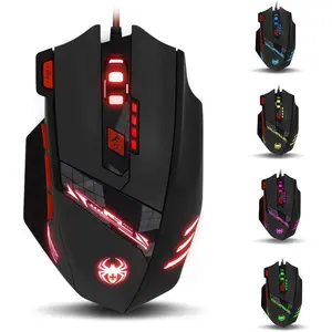 T90 Gaming  9200 DPI, 8 Programmable Buttons Multi-Modes LED Lights USB Gaming Mice, Weight Tuning for Laptop, Desktop, PC,- Black