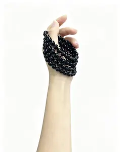 1pc Natural Black Obsidian Bracelet 8mm - Round Bead Stretch Bracelet for Men and Women, Healing Crystal Stone Jewelry