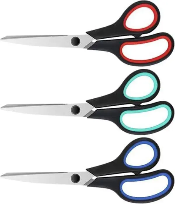3-Pack 8.5" Heavy Duty Stainless Steel Scissors, All-Purpose Office Stationery with 2.5mm Ultra-Sharp Blades, Comfort Grip Handles, Left/Right Hand Use – Teacher & Classroom Essential