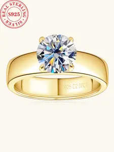 S925 Sterling Silver Moissanite Ring, Luxury Engagement Ring for Women, Fashion Jewelry Accessories for Party, Trendy All-match & Exquisite Jewelry for Birthday Gift, Solitaire Ring, Engagement Wedding Rings