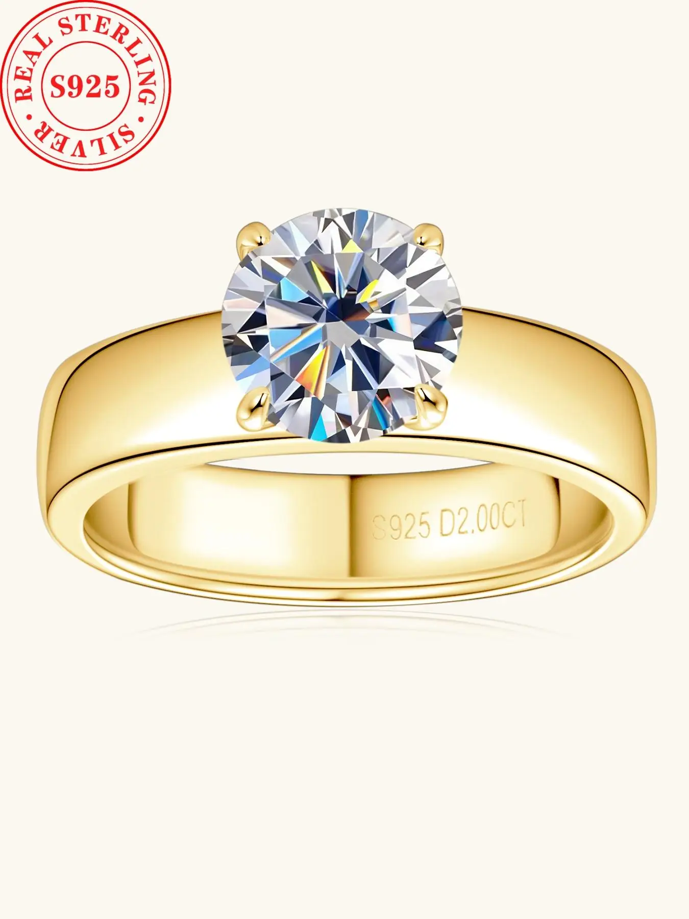 S925 Sterling Silver Synthetic Moissanite Ring, Luxury Engagement Ring for Women, Fashion Jewelry Accessories for Party, Trendy All-match & Exquisite