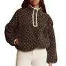 Hixiaohe Women's High-Neck Cropped Fluffy Sherpa Fleece Hoodie - Chic Fabric Jacket with Pockets, Metal Buttons, Heart Check Design, Easy Layering for School, Party, Work Winter Outerwear
