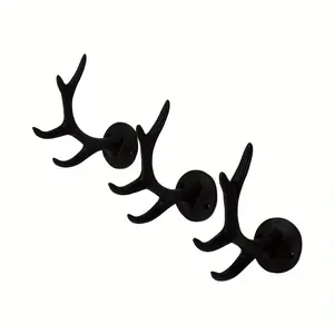 Cast iron four-pronged deer antler-shaped hook, coat rack, key holder, wall decoration, wall-mounted Nordic style iron art