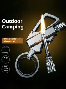 Multifunctional Key BuckleBottle Holder Fireproof & Waterproof withSecure Lock,Durable Metal Construction forOutdoor Camping Hiking,Stylish Designkeychain (Not include fuel)