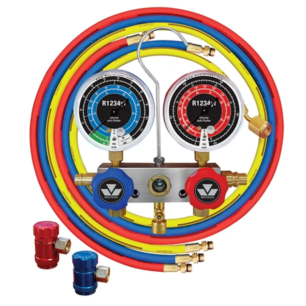 212 MAIN FJ6852 72 in. Heavy-Duty Aluminum R1234YF AC Manifold Gauge Set - Manual Couplers, Hoses, Automotive Repair Equipment, Mechanic Equipment, Car Repair Tools