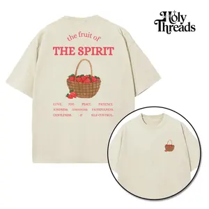 [Holy Threads] The Fruit Of The Spirit Strawberry Unisex Washed T-shirt Vintage Tee Jesus Shirt Jesus Tee Christian Merch Christian Apparel God Apparel Faith Clothing Christian Bible Shirt