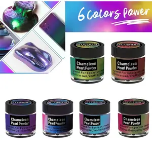 One Set Containing Six Colors, with Each Color Weighing 0.18 oz. This High-Quality Chameleon Powder Is a Glittery, Pearlescent Epoxy Art Paint Suitable for Jewelry Creation, Coasters, Painting, And Various Art Crafts, Including Jewelry Casting Tools