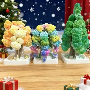 [holiday gifts][christmas gift] 1pc Magic Christmas Tree Growth Kit with DIY Crystal Growing Activity& Paintable Paper Tree- Artificial Wood Craft Set for, Holiday Decorations, Year-Round Ornaments,  Seasonal Crafts, Handmade Ornament, Craf