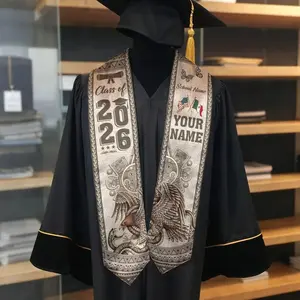Custom Name & School Mexican Graduation Stole, Mexican Flag Graduation Sash, Mexico Stole Class of 2026, Aztec Pattern Sash Senior Grad Gift